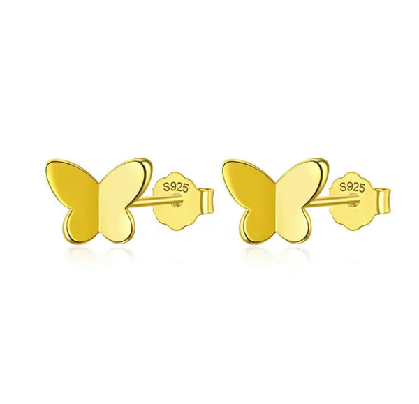 Sterling Silver Gold Plated Petite Butterfly Studs
