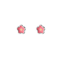 Sterling Silver Petite Pink Daisy Studs