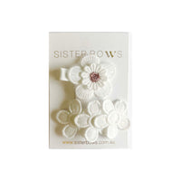 White Lacey Flower Clip Set